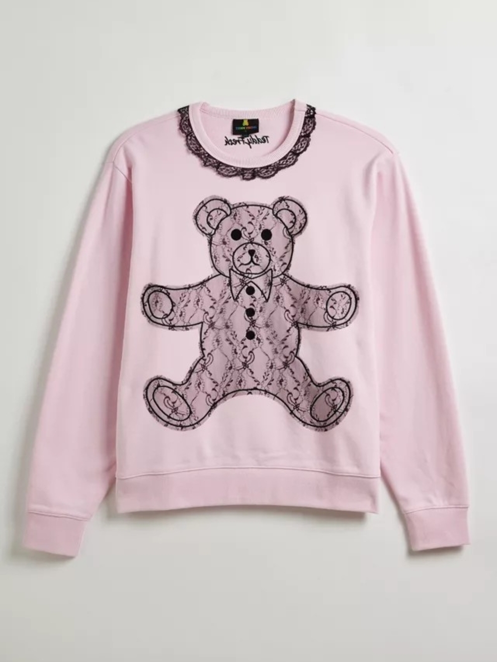 Teddy Fresh Pink Teddy Lace-Print Crewneck Sweater